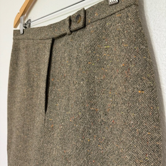 Vintage Evan Picone Wool Blend Green Brown Woven Tweed Midi Pencil Skirts, 12 - Picture 3 of 13